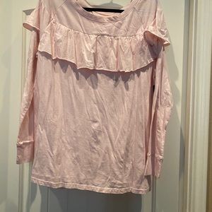 Lane Bryant Pink Ruffled Long Sleeve Top 14/16 T1
